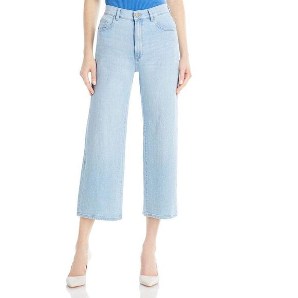 DL1961 Women's Hepburn Wide Leg High Rise Vintage 23 Regular Baby Blue